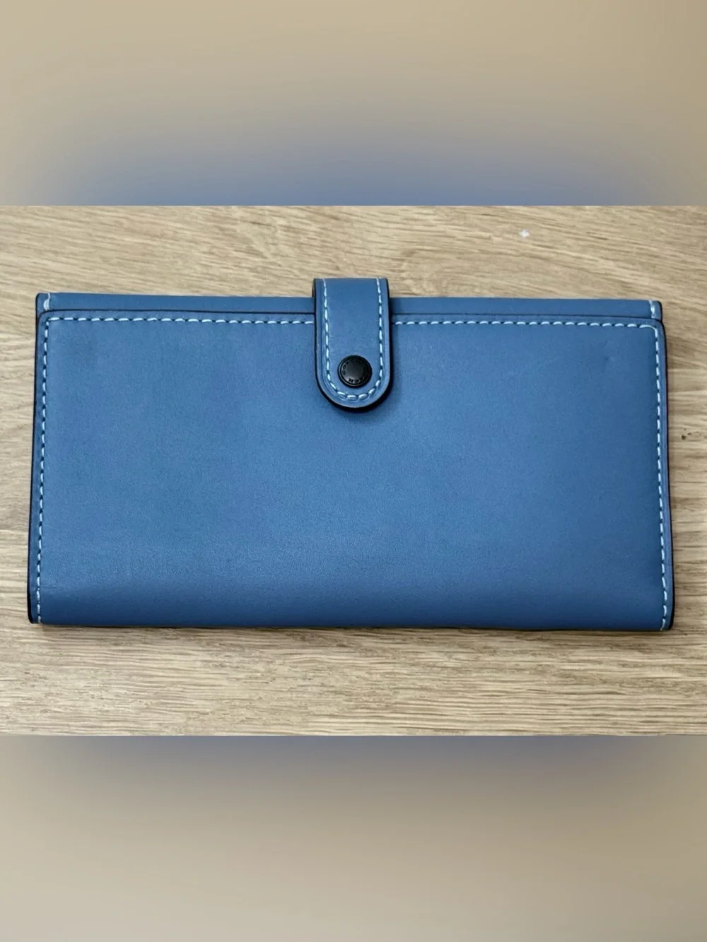 Coach 1941 Cornflower Blue/Yellow Floral Interior Slim Leather Wallet
